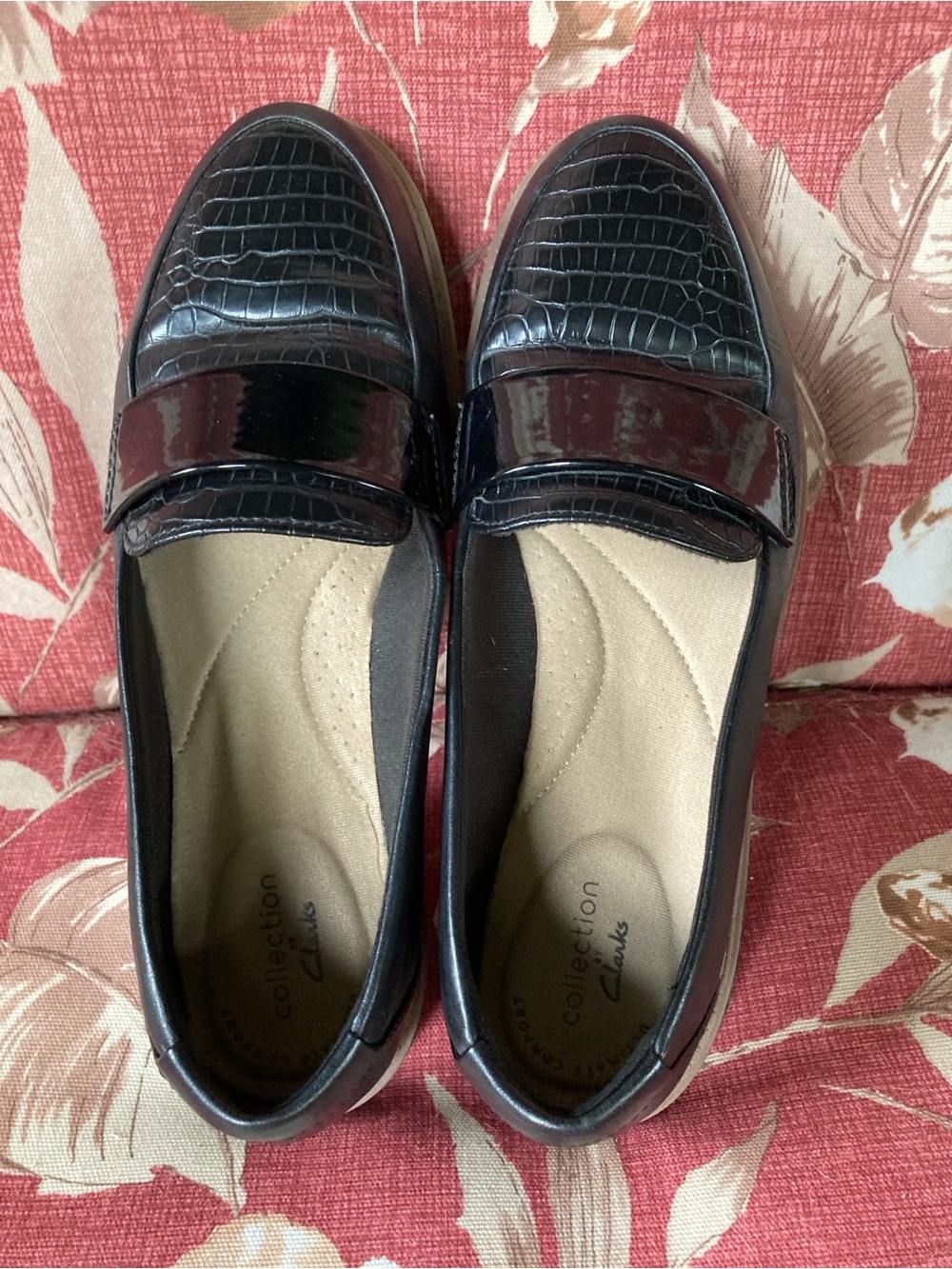 Clarks Size 7.5 Raisie Arlie black slip on leather loafers - Picture 3 of 12